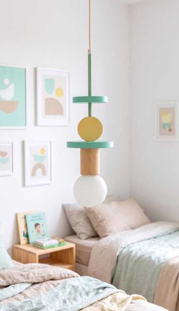 Modern Nursery Hanging Lamp, Pendant Light For Baby Room Decor, Kids Lamp Shade, Shower Gift - image 1