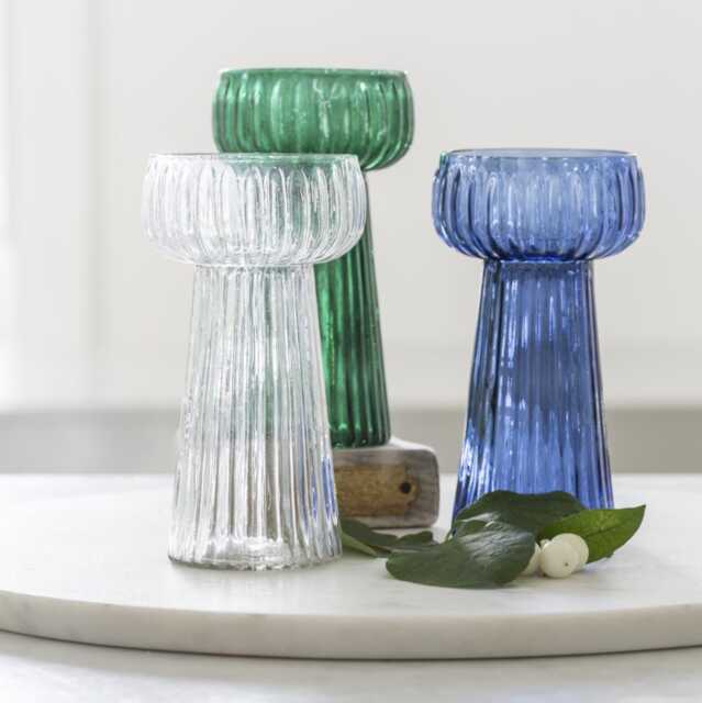 1x Hyacinth Bulb Vase - Spring Propagator Blue, Green, Grey Or Clear Glass Forcing - image 1
