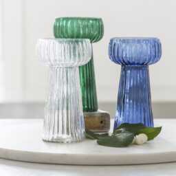 1x Hyacinth Bulb Vase - Spring Propagator Blue, Green, Grey Or Clear Glass Forcing - thumbnail 1