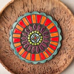 Ceramic Wall Art, Handmade Tile Lacy Frame - thumbnail 2