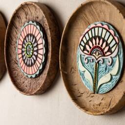 Ceramic Wall Art, Handmade Tile Lacy Frame - thumbnail 3