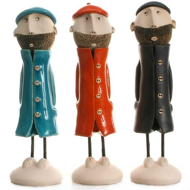 Contemporary Figurines Bearded Men in Stylish Coats Unique Decor - Various Colours - image 1