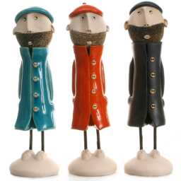 Contemporary Figurines Bearded Men in Stylish Coats Unique Decor - Various Colours - thumbnail 1