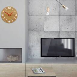 Wood Wall Clocks, Silent Clock, Large Modern Clock For Office, Red Clock Hands - thumbnail 3
