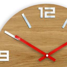 Wood Wall Clocks, Silent Clock, Large Modern Clock For Office, Red Clock Hands - thumbnail 2