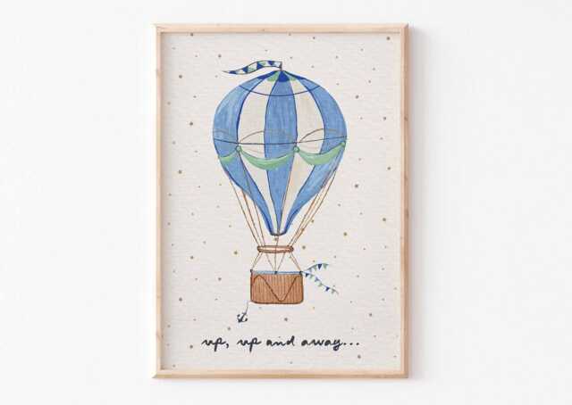 Whimsical Hot Air Balloon Art Print -Vintage Nursery - Fun Fair Illustration Quirky Illustration Unframed Baby Child Artwork - image 1