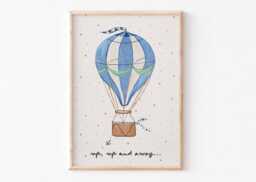 Whimsical Hot Air Balloon Art Print -Vintage Nursery - Fun Fair Illustration Quirky Illustration Unframed Baby Child Artwork - thumbnail 1