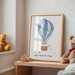 Whimsical Hot Air Balloon Art Print -Vintage Nursery - Fun Fair Illustration Quirky Illustration Unframed Baby Child Artwork - thumbnail 2
