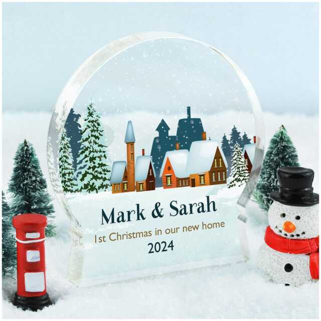1st Christmas New Home Gift, First Xmas Ornament, Our Home, Couples Snowglobe Ornament Decoration Gift With Grey Bag - image 1