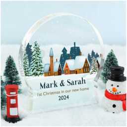 1st Christmas New Home Gift, First Xmas Ornament, Our Home, Couples Snowglobe Ornament Decoration Gift With Grey Bag - thumbnail 1