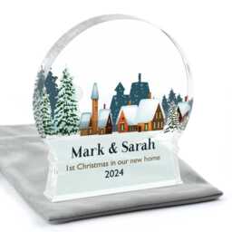 1st Christmas New Home Gift, First Xmas Ornament, Our Home, Couples Snowglobe Ornament Decoration Gift With Grey Bag - thumbnail 2