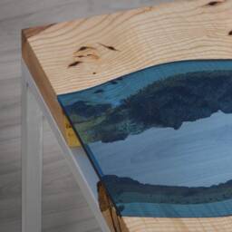 Ash Live Edge Coffee Table, Square River Table With Brushed Steel Legs - thumbnail 3