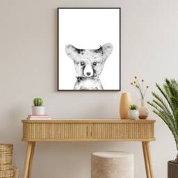 Watercolour Baby Bear Cute Print - Children's Nursery Playroom Decor Gift Bespoke A5 A4 A3 Framed - thumbnail 2