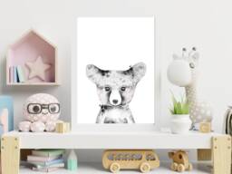 Watercolour Baby Bear Cute Print - Children's Nursery Playroom Decor Gift Bespoke A5 A4 A3 Framed - thumbnail 1