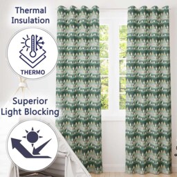 Penguin Birds Cute Winter Forest Seamless Pattern Readymade Eyelet Ring Top Thermal 100% Blackout Curtains - thumbnail 3
