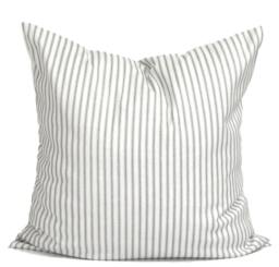 Gray Ticking Pillow Cover, Throw Pillow, Farmhouse Covers For 20x20 18x18 16x16 All Sizes Incl Euro Sham - thumbnail 1