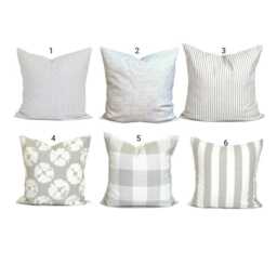 Gray Ticking Pillow Cover, Throw Pillow, Farmhouse Covers For 20x20 18x18 16x16 All Sizes Incl Euro Sham - thumbnail 2