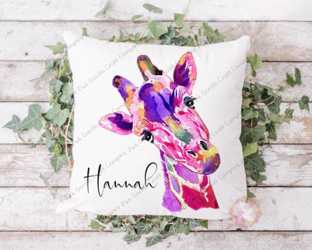 Giraffe Cushion, Pillow, Girl Giraffe, Gift, Gift For Girl, Lover, Mum, Her, Personalised Giraffe - image 1