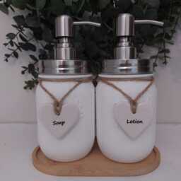 Beautiful Floral Green Hydrangea Decoupaged Mason Jar Soap Dispenser - thumbnail 4