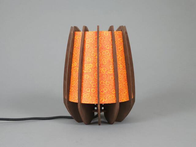 Orange Nightlight Wooden Plug in Lamp With Lokta Paper Shade - image 1