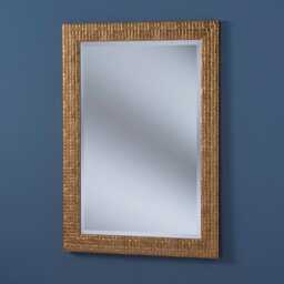 Large Antique Gold Mosaic Wood Frame Wall Mirror Bevelled Edge 168x77cm - thumbnail 3