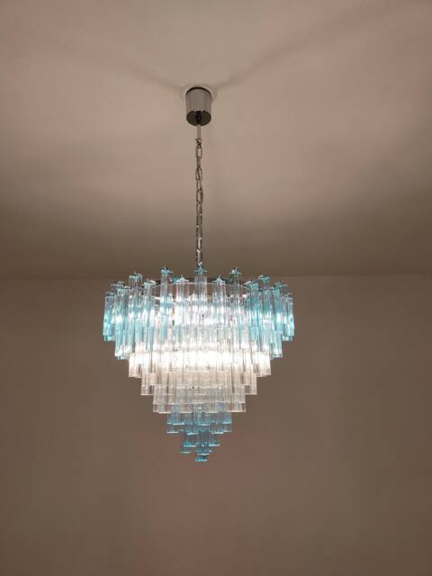 Murano Triedri Glass Chandelier Clear & Turquoise - image 1