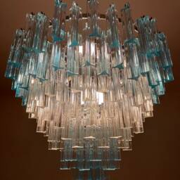 Murano Triedri Glass Chandelier Clear & Turquoise - thumbnail 4