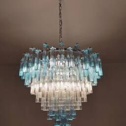 Murano Triedri Glass Chandelier Clear & Turquoise - thumbnail 3