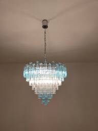 Murano Triedri Glass Chandelier Clear & Turquoise - thumbnail 1