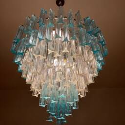 Murano Triedri Glass Chandelier Clear & Turquoise - thumbnail 2