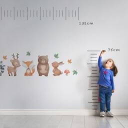 Woodland Animals Wall Decal - Cozy Nursery Forest Friends, Self Adhesive Decals, Childrens Room Decor, Raccoon Deer Fox Art - thumbnail 3