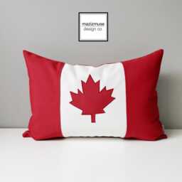 Canada Flag Pillow Cover in Red, White Or Beige Sunbrella?? Outdoor Fabric For Porch Patio, Housewarming Gift, Games Room, Maple Leaf Cushion - thumbnail 4