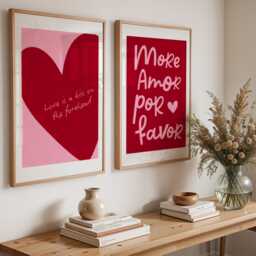 More Amor Wall Print - Pink Love Heart Fun Home Decor - thumbnail 3