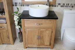 Bathroom Vanity Unit Oak Cabinet Wash Stand Black Quartz & Ceramic Basin 502Bqcbc