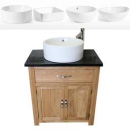 Bathroom Vanity Unit Oak Cabinet Wash Stand Black Quartz & Ceramic Basin 502Bqcbc - thumbnail 2