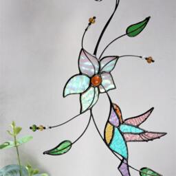 Hummingbird Stained Glass Suncatcher Farmhouse Home House Decor Bird Window Wall Hangings Animal Mother's Gift Living Kitchen Room Art - thumbnail 2