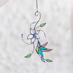 Hummingbird Stained Glass Suncatcher Farmhouse Home House Decor Bird Window Wall Hangings Animal Mother's Gift Living Kitchen Room Art - thumbnail 3