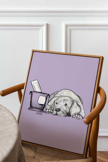Customisable Labrador Wall Art - Drawing, Print, Dog Lovers Gift, Dogs & Wine, Digital Download - image 1