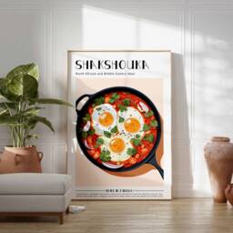 Shakshouka Poster, Food Print, Tunusian Food, Kitchen Decor, Wall Art, Middle Eastern Print - thumbnail 3