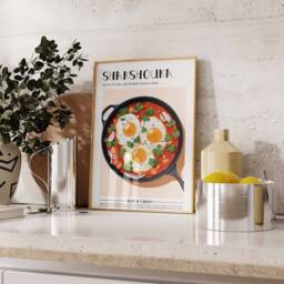 Shakshouka Poster, Food Print, Tunusian Food, Kitchen Decor, Wall Art, Middle Eastern Print - thumbnail 2