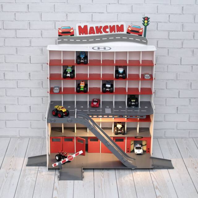 Wooden Toy Car Garage Storage For Kids Organizer, Personalized - image 1