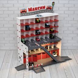 Wooden Toy Car Garage Storage For Kids Organizer, Personalized - thumbnail 3