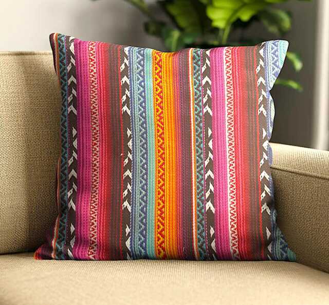 "Woven Pink/Gold/Red/Blue Mexican Cushion Covers - Ethnic Decor 16""/18""/20" - image 1