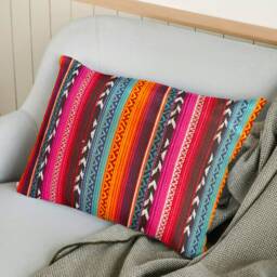 "Woven Pink/Gold/Red/Blue Mexican Cushion Covers - Ethnic Decor 16""/18""/20" - thumbnail 2