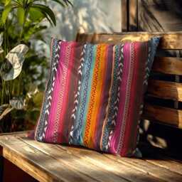 "Woven Pink/Gold/Red/Blue Mexican Cushion Covers - Ethnic Decor 16""/18""/20" - thumbnail 3