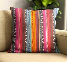 "Woven Pink/Gold/Red/Blue Mexican Cushion Covers - Ethnic Decor 16""/18""/20" - thumbnail 1