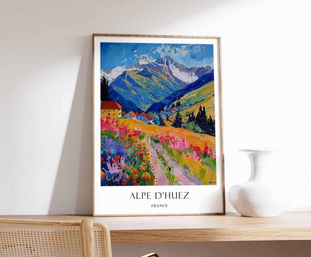 Alpe D'huez Poster, France Alps Poster, French Travel Print, Home Decor, Winter Poster - image 1