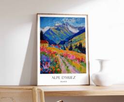 Alpe D'huez Poster, France Alps Poster, French Travel Print, Home Decor, Winter Poster - thumbnail 1