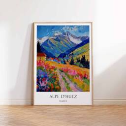 Alpe D'huez Poster, France Alps Poster, French Travel Print, Home Decor, Winter Poster - thumbnail 3