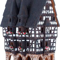 Midene Ceramic House Tea Light Candle Holder Home Decor Collectible Miniature Of The Historic Town Hall in Alsfeld B210 Tiny House - thumbnail 3